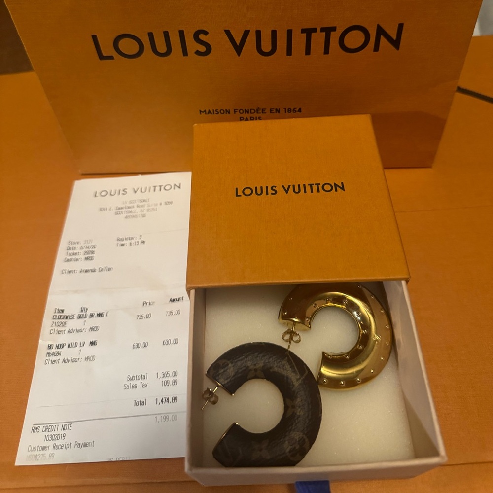 Authentic Louis Vuitton Monogram Hoops.